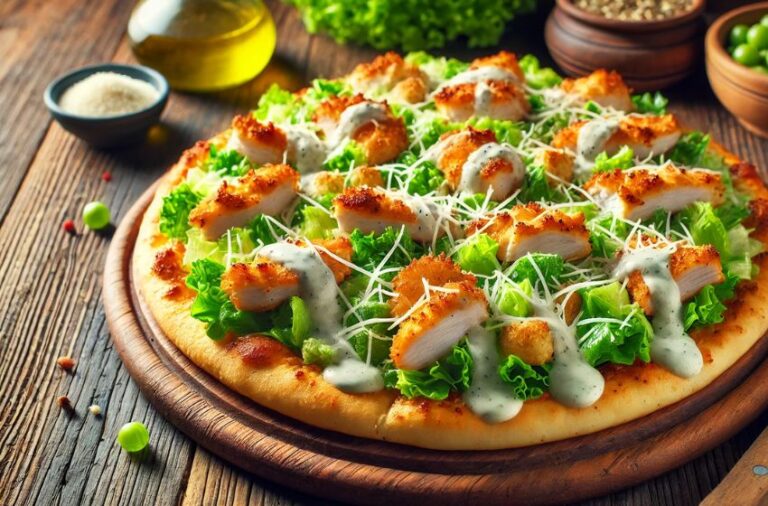 chicken crust caesar salad pizza